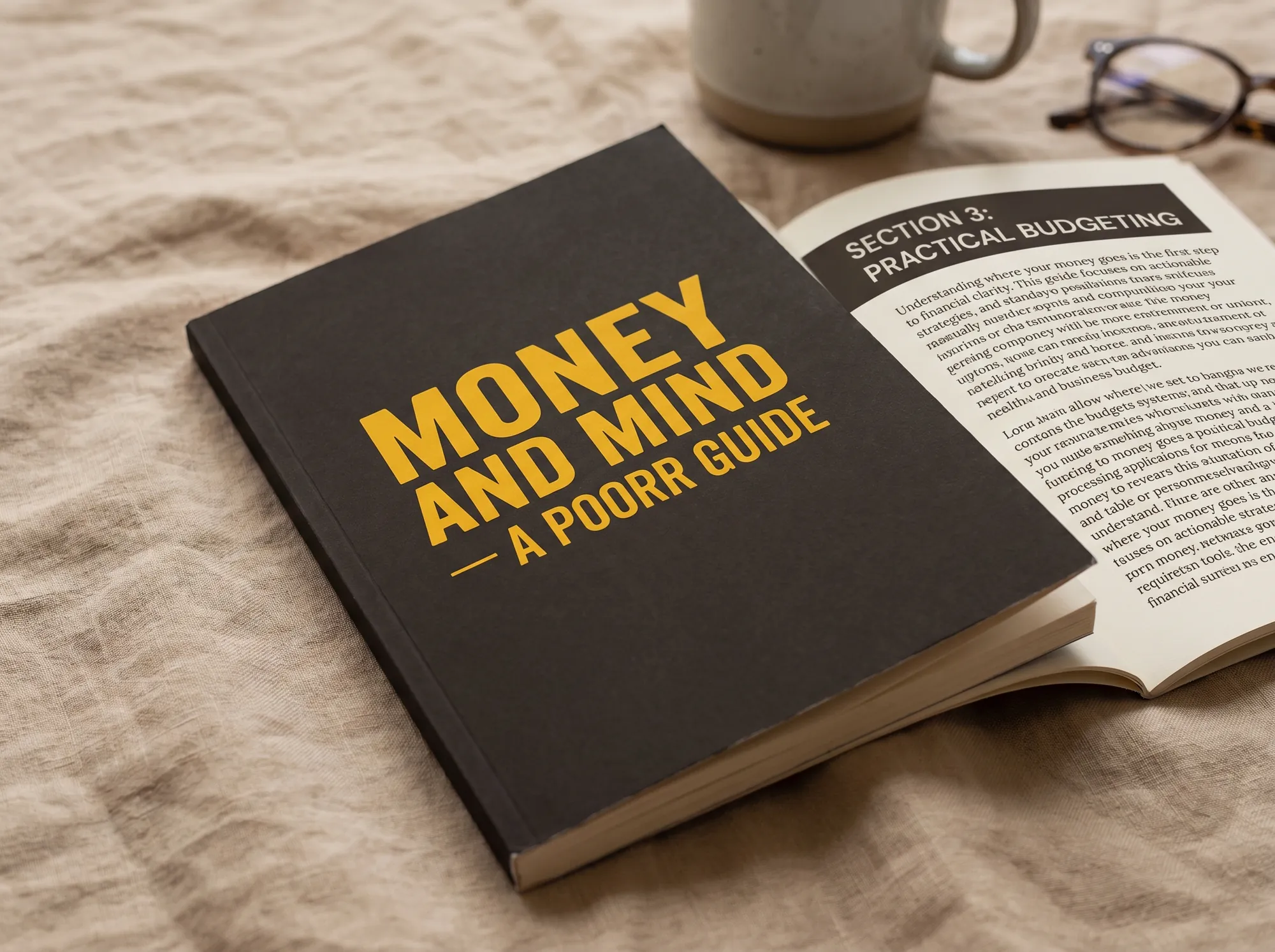 Money and Mind Guide (Printed guide) — A 80-page printed guide pairing financial-stress literacy with mental-health navigation. Co-written by Poorr editors and licensed clinicians; covers debt-driven anxiety, housing instability, and the money conversation with a partner.